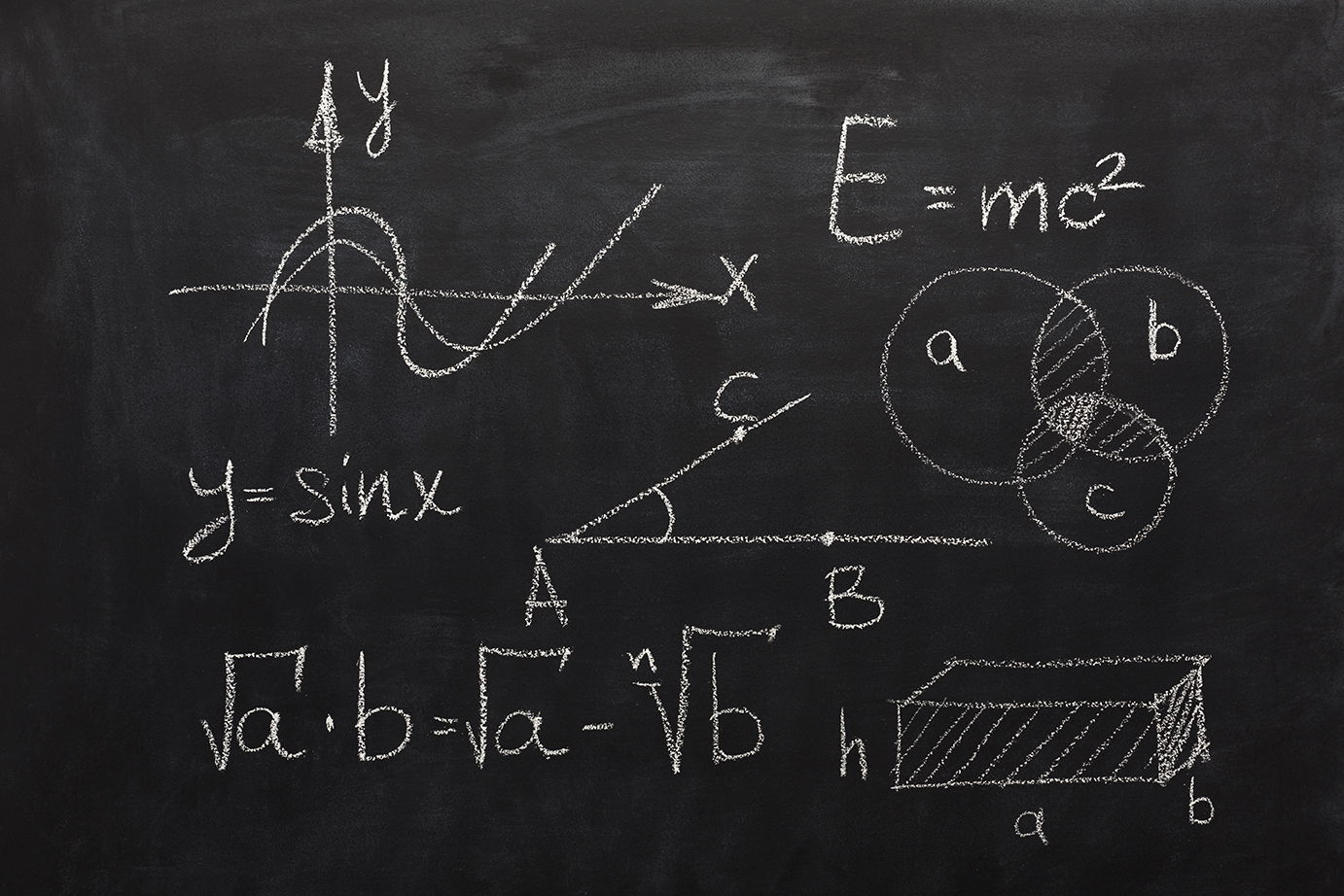 Physics formulas on a blackboard