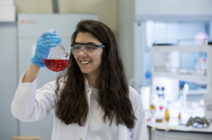 chemistry student smiling